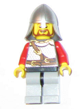 LEGO cas450 Kingdoms - Lion Knight Scale Mail with Chest Strap and Belt, Helmet with Neck Protector, Brown Beard Rounded