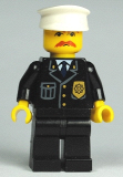 LEGO cty0128 Police - City Suit with Blue Tie and Badge, Black Legs, Brown Moustache, White Hat