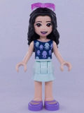 LEGO frnd407 Friends Emma, Light Aqua Layered Skirt, Dark Blue Top with Jellyfish, Trans-Dark Pink Sunglasses