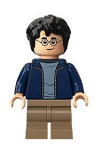 LEGO hp175 Harry Potter, Dark Blue Open Jacket, Dark Tan Medium Legs