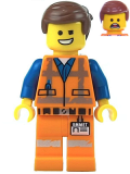 LEGO tlm120 Emmet - Wink Smile / Scared, Worn Uniform