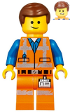 LEGO tlm142 Emmet - Lopsided Smile / Angry, Worn Uniform